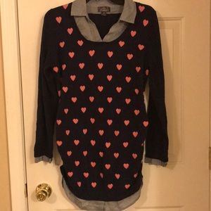 Heart print lightweight maternity sweater